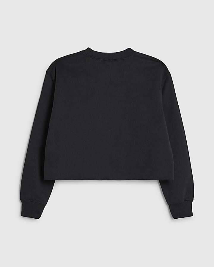 River Island Girls Black Golden Era Heart Girl Sweatshirt