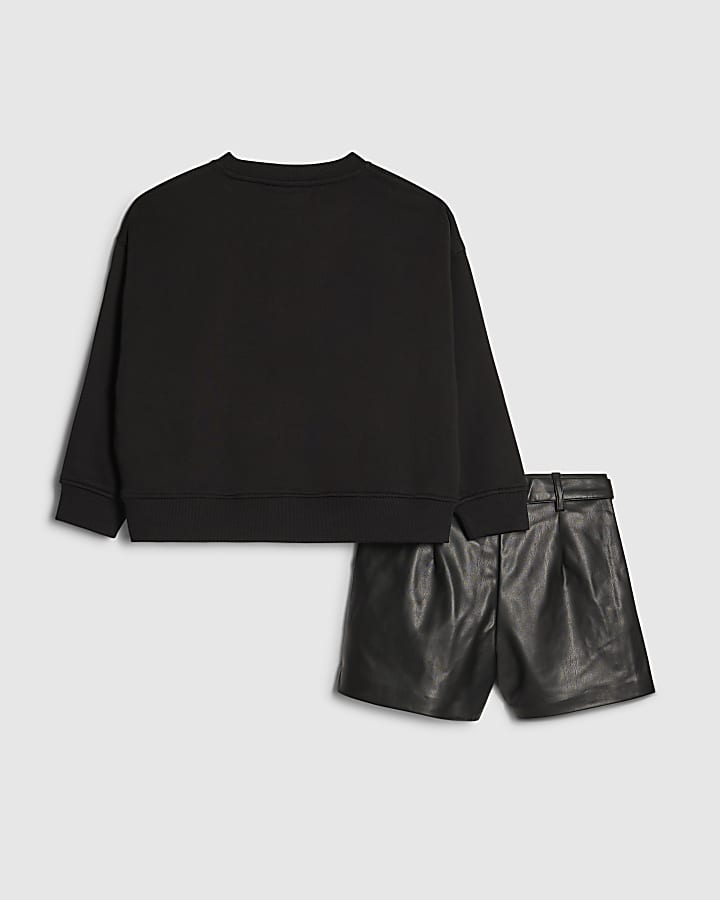 River Island Girls Black Golden Girls Sweatshirt Set