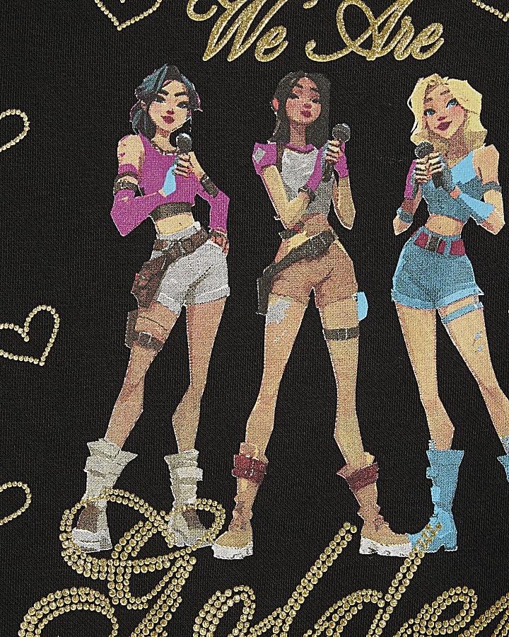 River Island Girls Black Golden Girls Sweatshirt Set