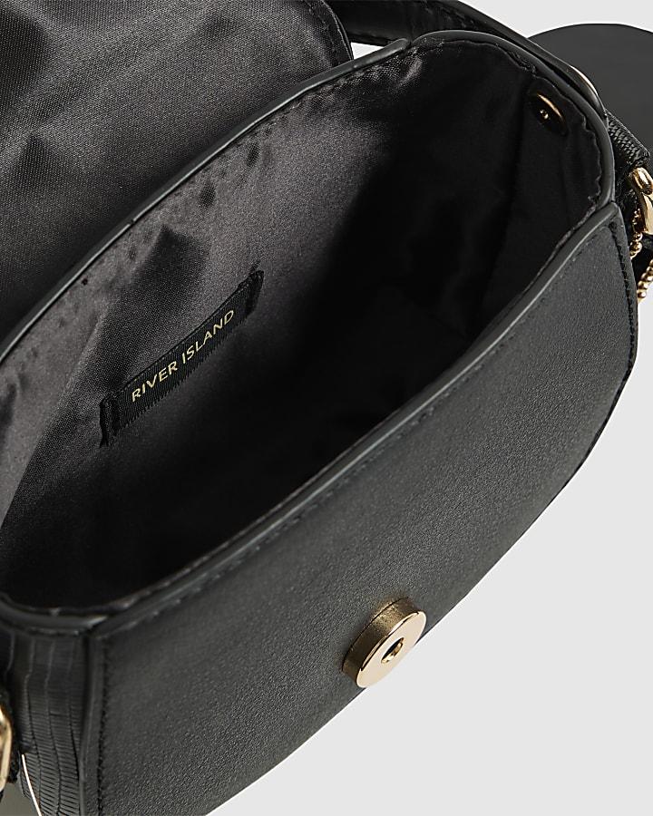 river island Girls Black Heart Monogram Cross Body Bag