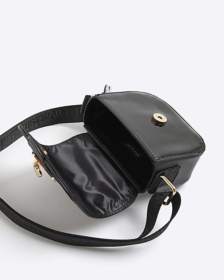 river island Girls Black Monogram Heartlock Cross Body Bag