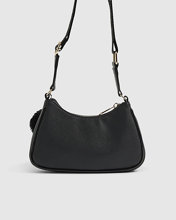 River Island Girls Black Monogram Scoop Cross Body Bag