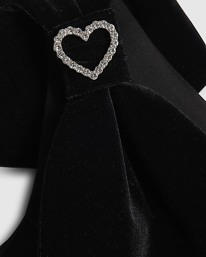 River Island Girls Black One Shoulder Bow Skater Dress