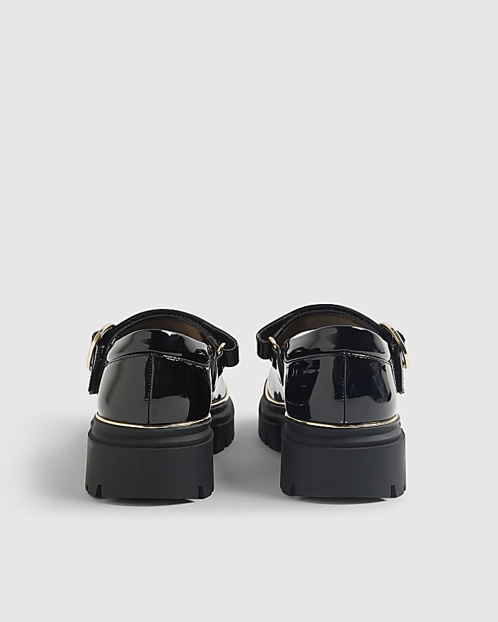 River Island Girls Black Patent Chunky Mary Jane Shoes