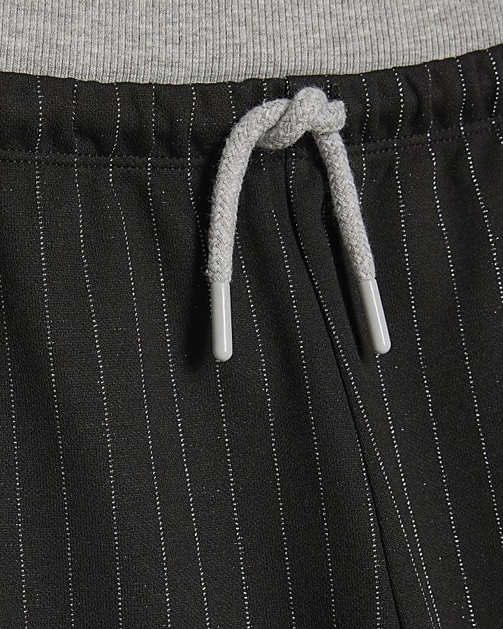 River Island Girls Black Pinstripe Wide Leg Trousers