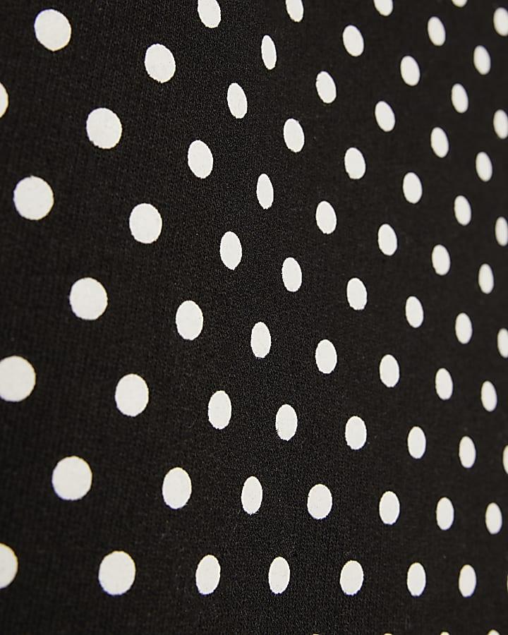 River Island Girls Black Polka Dot Hoodie And Shorts Set