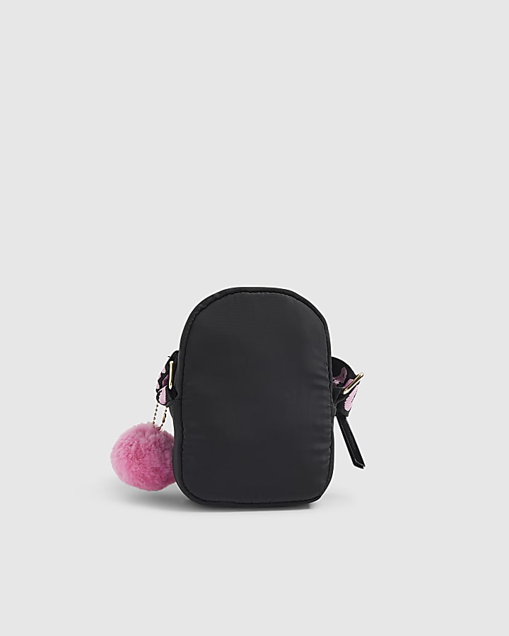 River Island Girls Black Quilted Heart Cross Body Bag