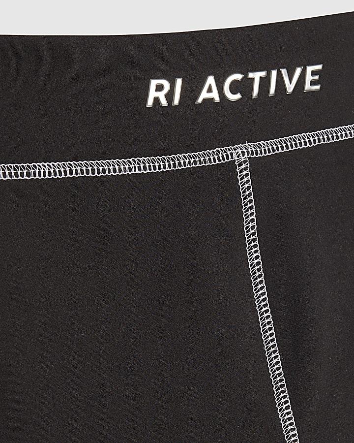 river island Girls Black RI Active Cheer Crop Top Bow Set