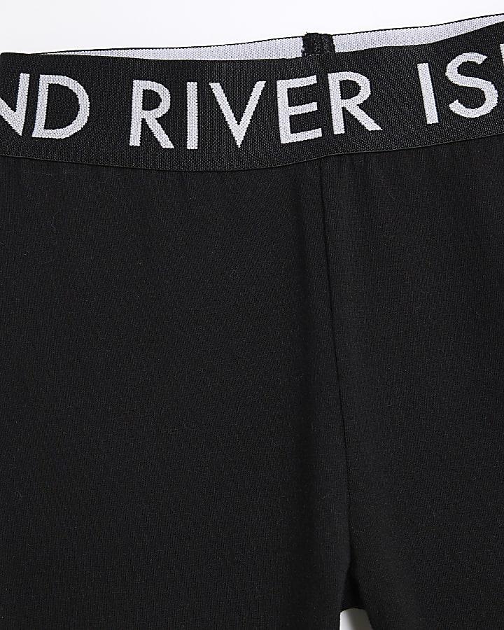 River Island Girls Black RI Waistband Flared Trousers