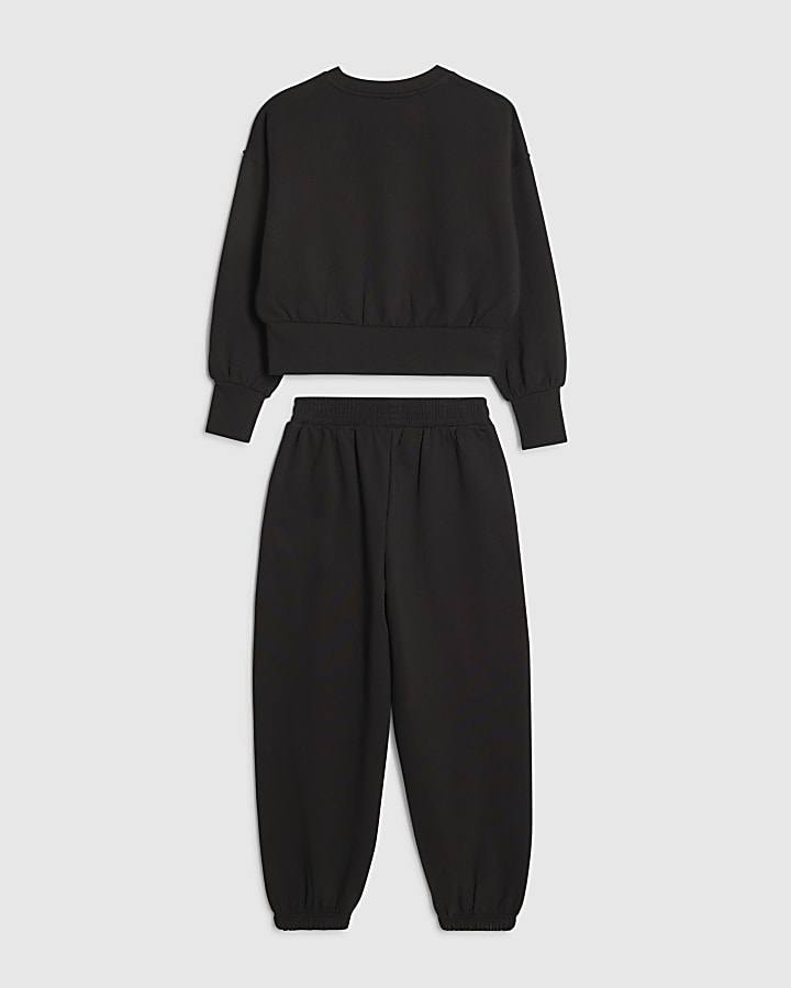 River Island Girls Black Sassy Vibes Only Sweatshirt Set