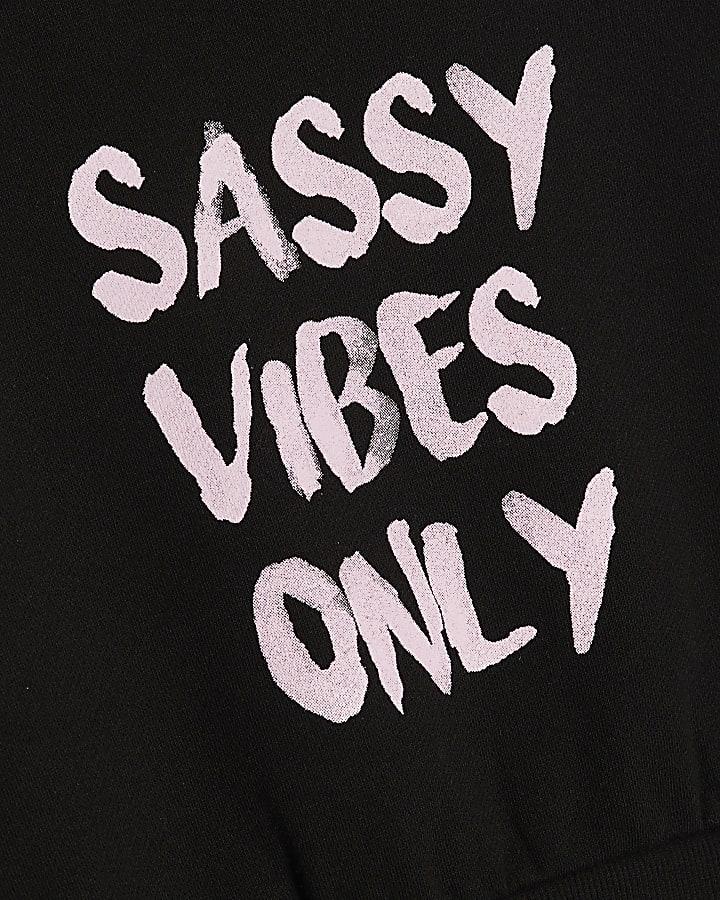 River Island Girls Black Sassy Vibes Only Sweatshirt Set