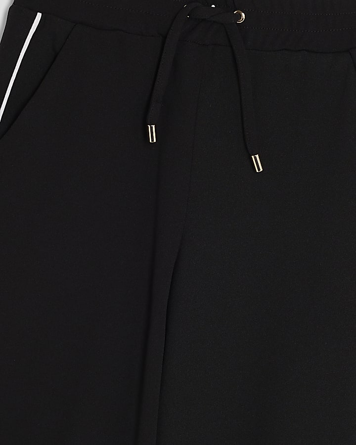 River Island Girls Black Side Stripe Wide Leg Trousers