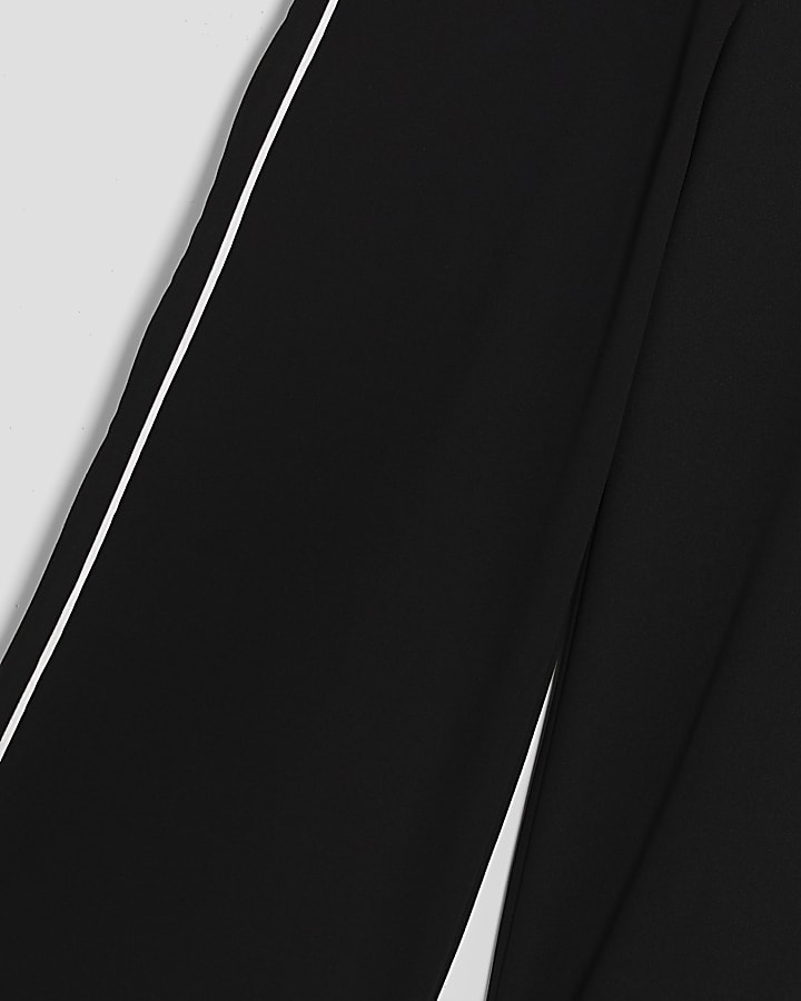 river island Girls Black Side Stripe Wide Leg Trousers