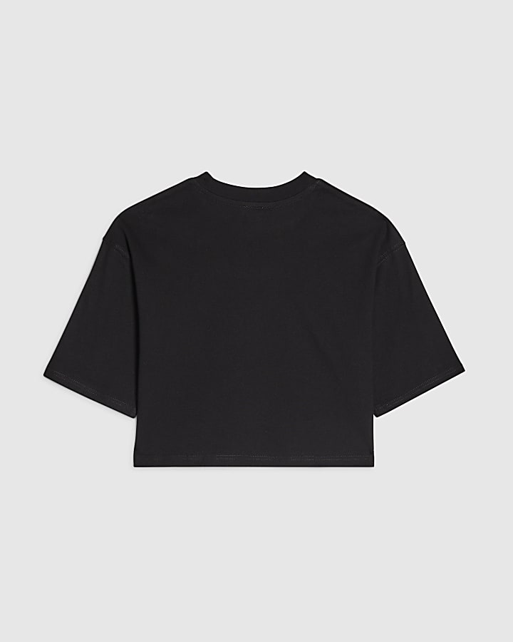 River Island Girls Black The Favourite One Crop T-Shirt