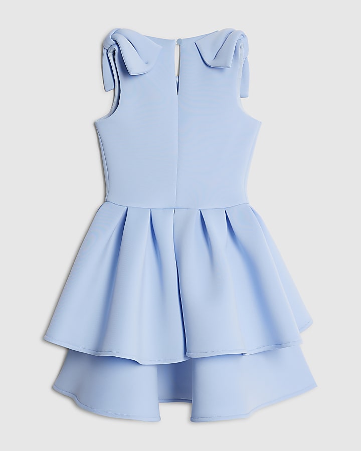 River Island Girls Blue Pearl Embellished Scuba Dress