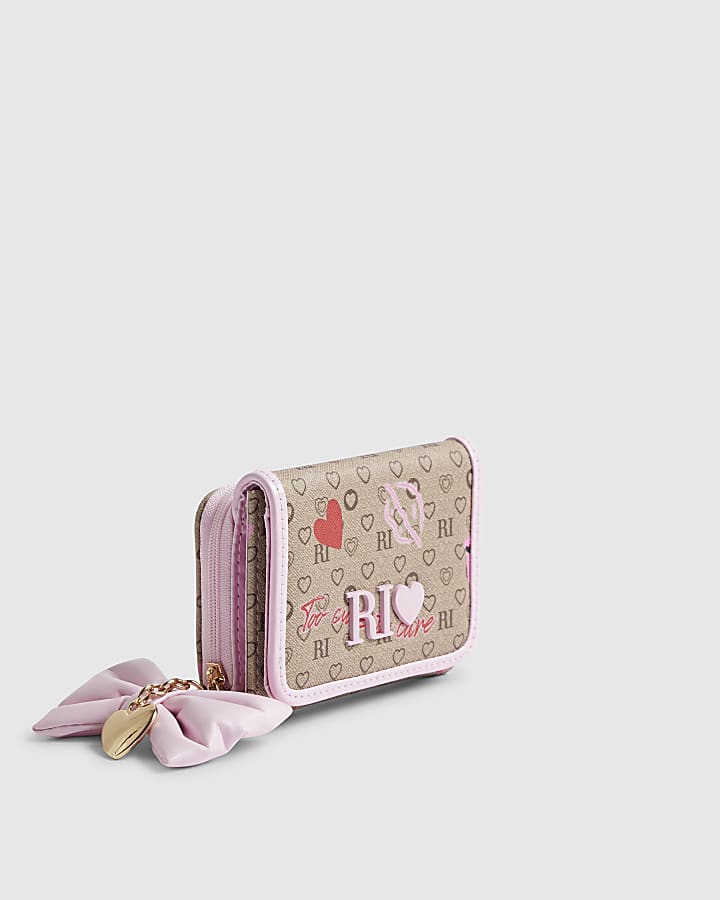 River Island Girls Brown Ladybird RI Monogram Purse