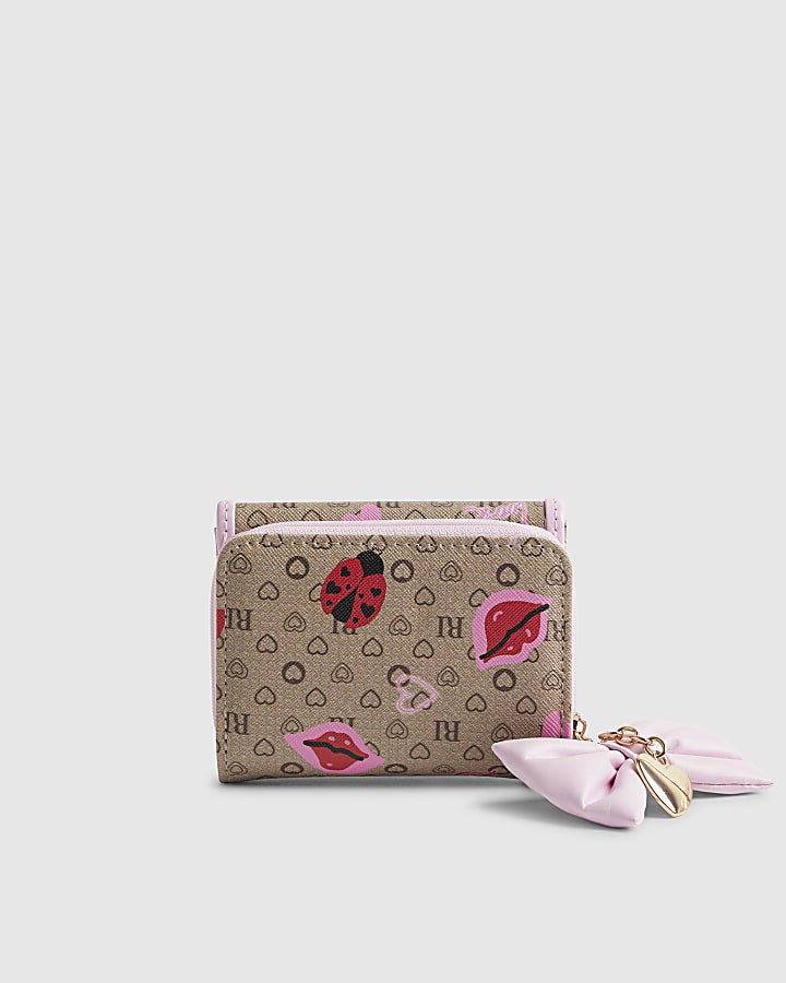 River Island Girls Brown Ladybird RI Monogram Purse