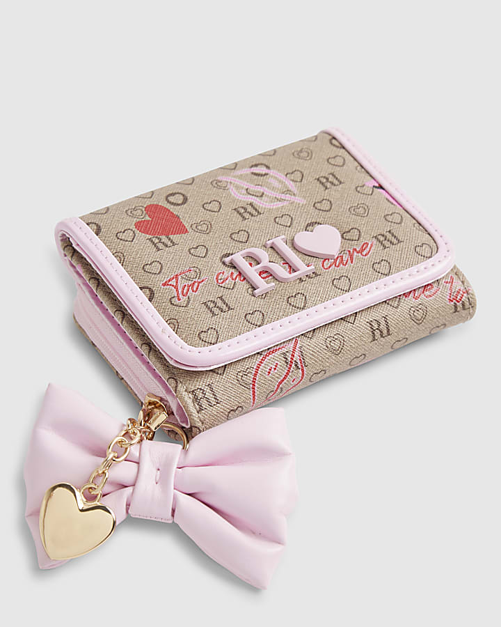 River Island Girls Brown Ladybird RI Monogram Purse