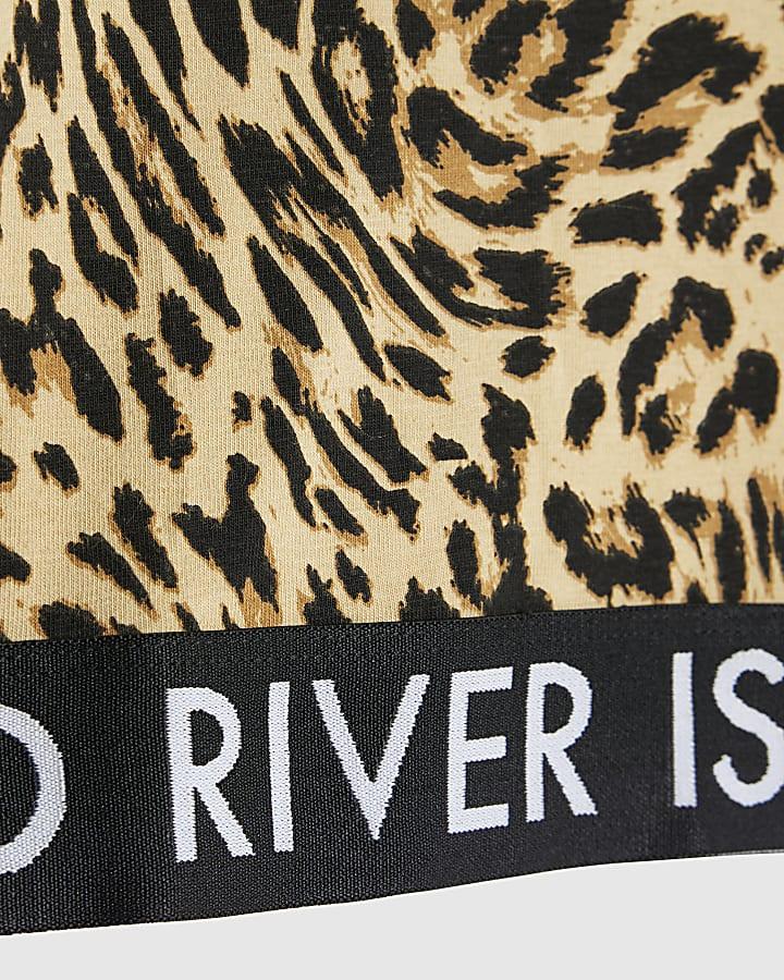 River Island Girls Brown Leopard Print Long Sleeve Top