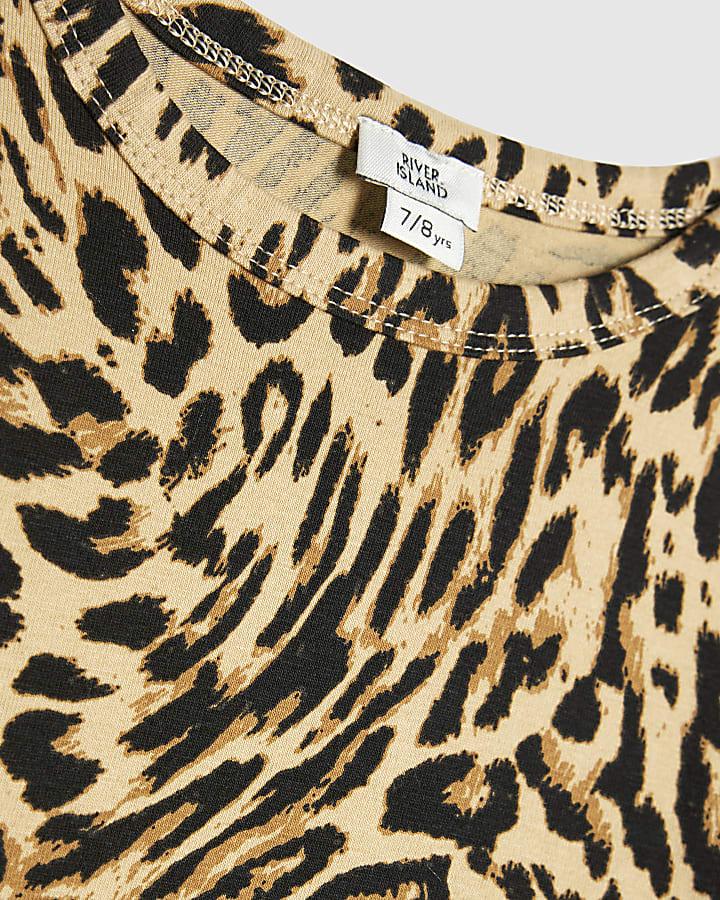 River Island Girls Brown Leopard Print Long Sleeve Top