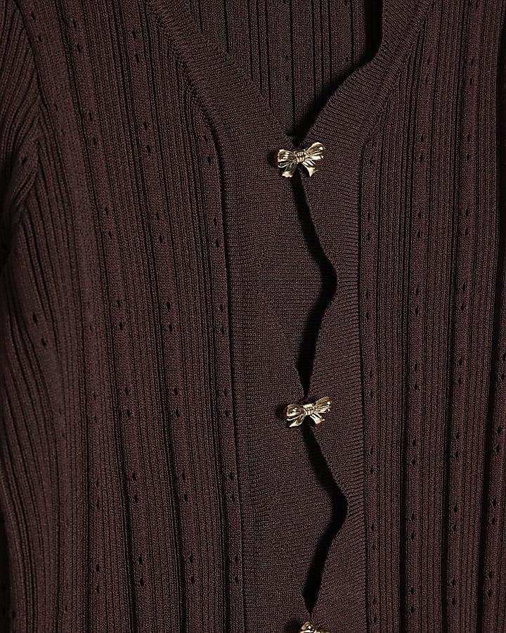 river island Girls Brown Textured Top And Trousers Set