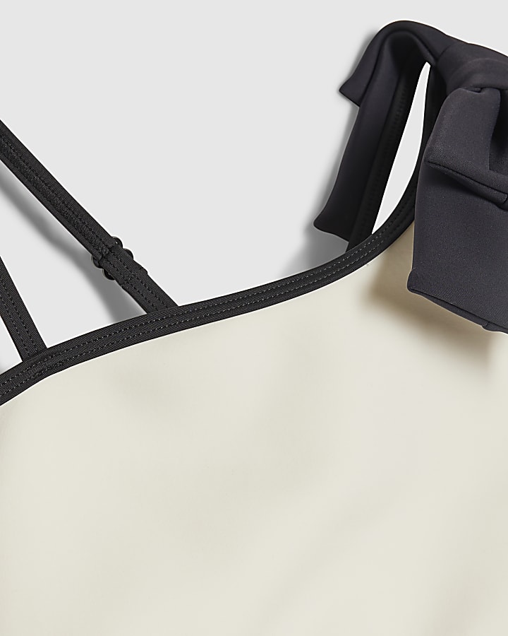 River Island Girls Cream 3D Bow Asymmetric Bikini Set