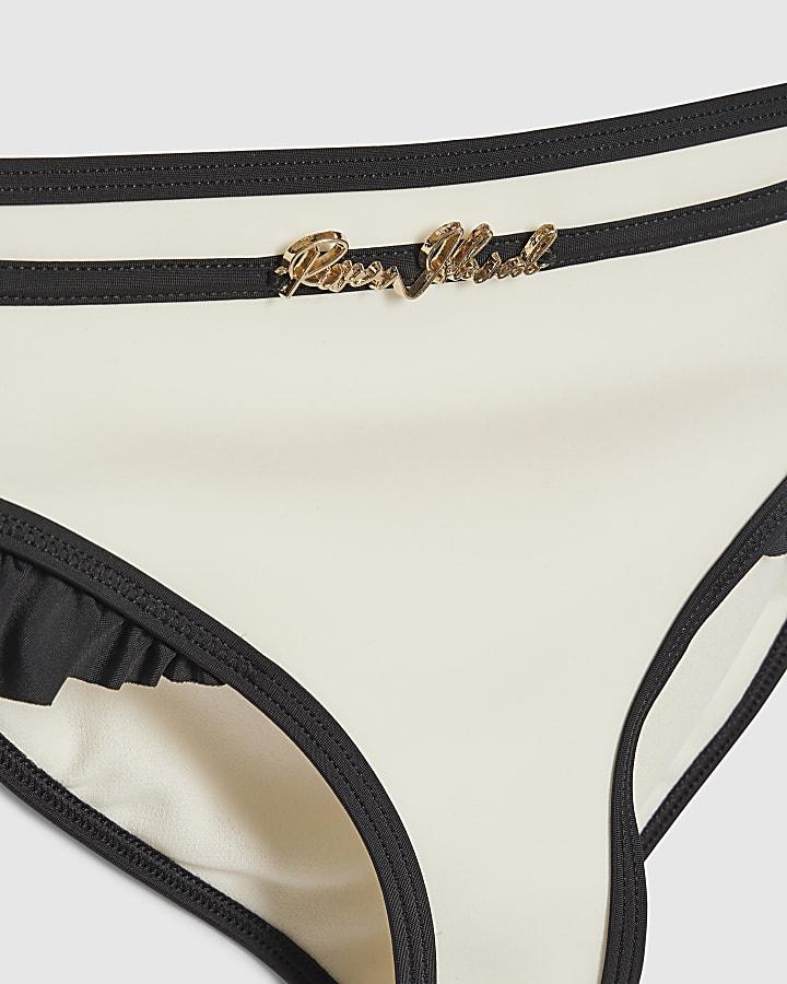 river island Girls Cream 3D Bow Asymmetric Bikini Set