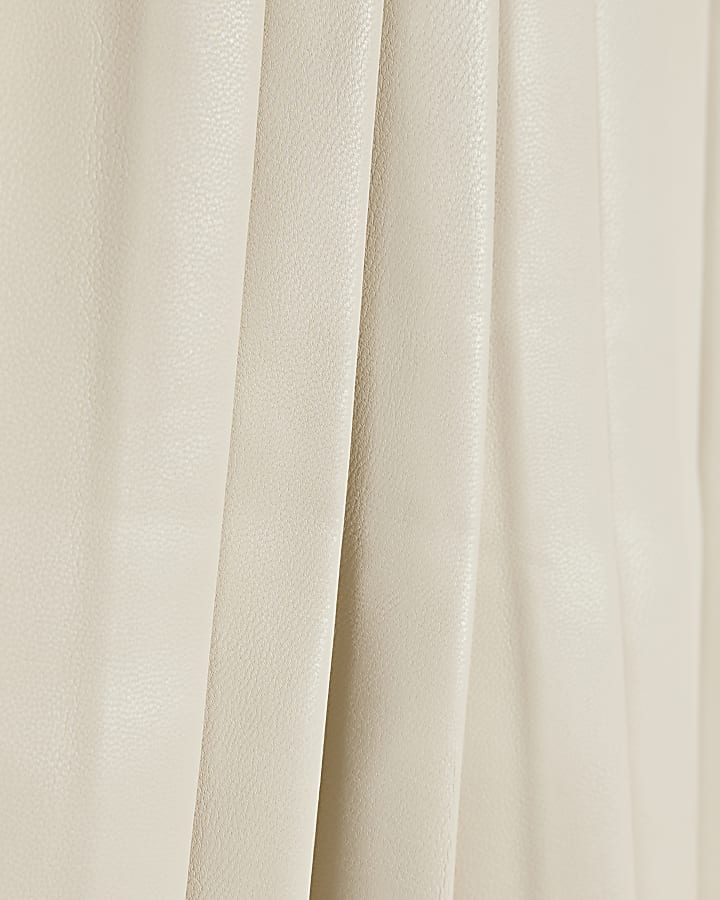 river island Girls Cream Faux Leather Pleated Dress