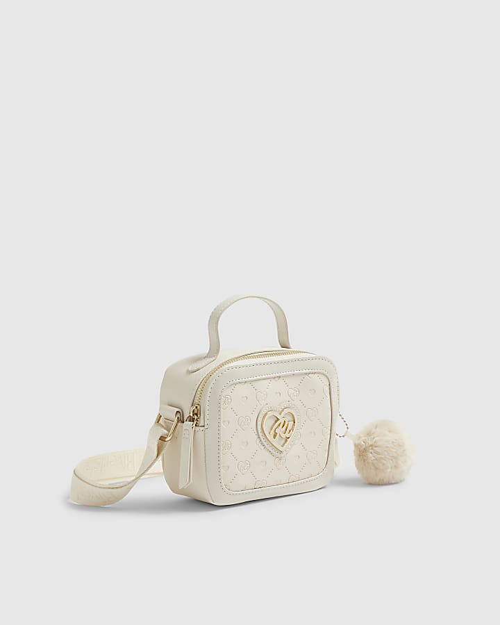 River Island Girls Cream Monogram Box Cross Body Bag