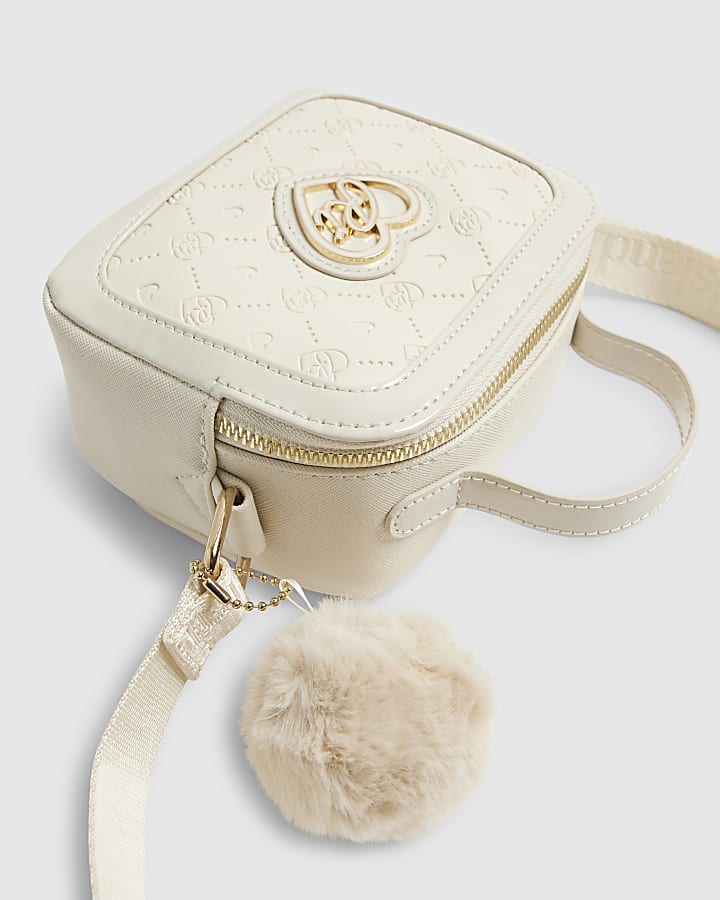 River Island Girls Cream Monogram Box Cross Body Bag