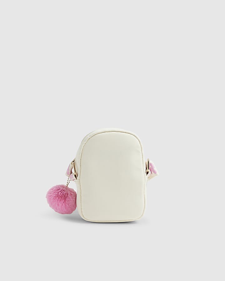 River Island Girls Cream Quilted Heart Cross Body Bag