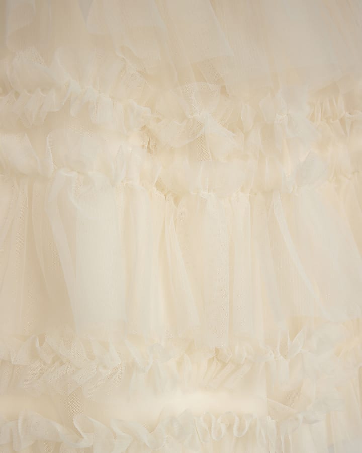 River Island Girls Cream Tulle Layered Halter Neck Dress