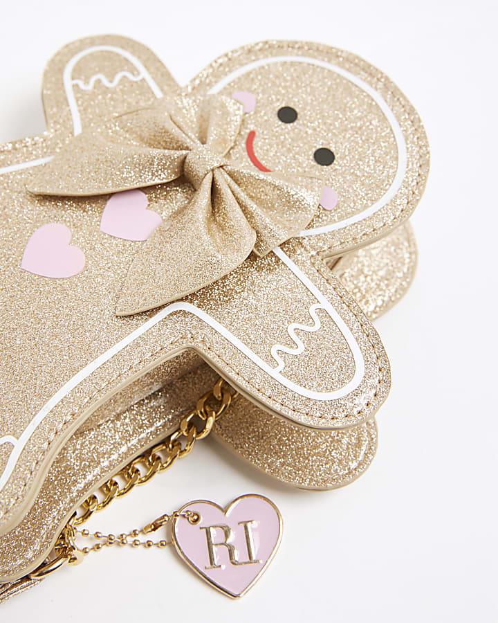 river island Girls Gold Gingerbread Man Cross Body Bag