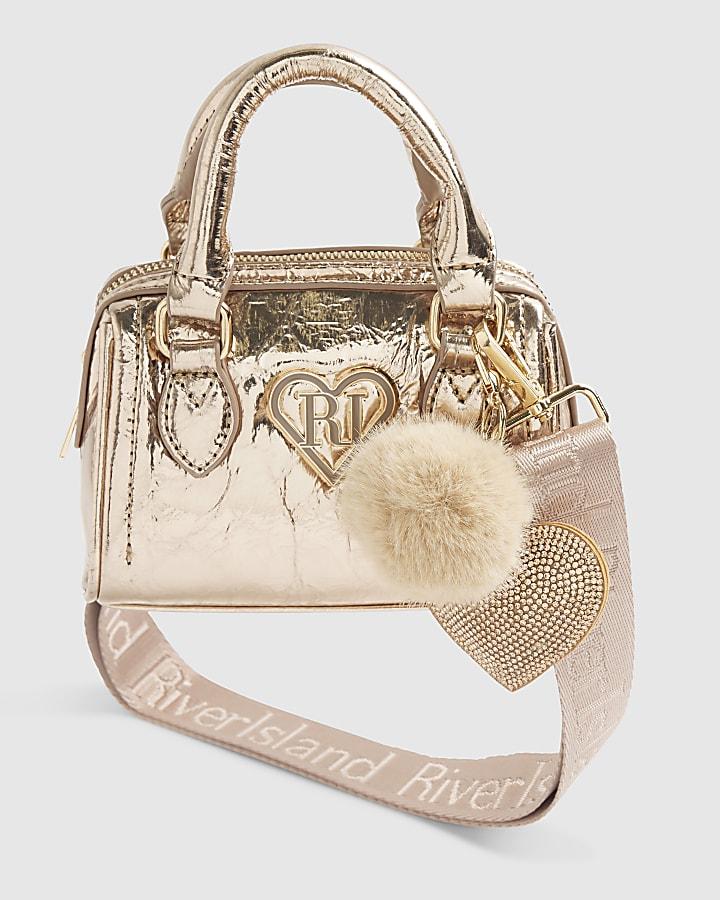 river island Girls Gold Mini Bowler Bag And Card Holder