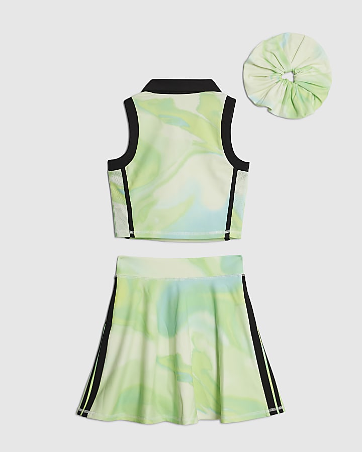 River Island Girls Green RI Active Abstract Skirt Set