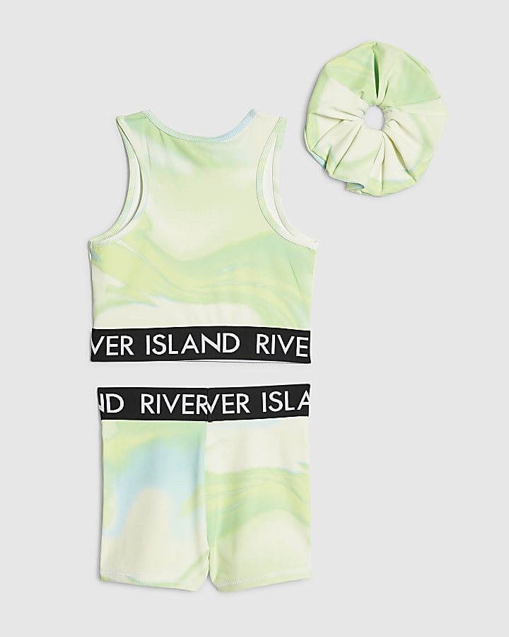 River Island Girls Green RI Active Cycling Shorts Set