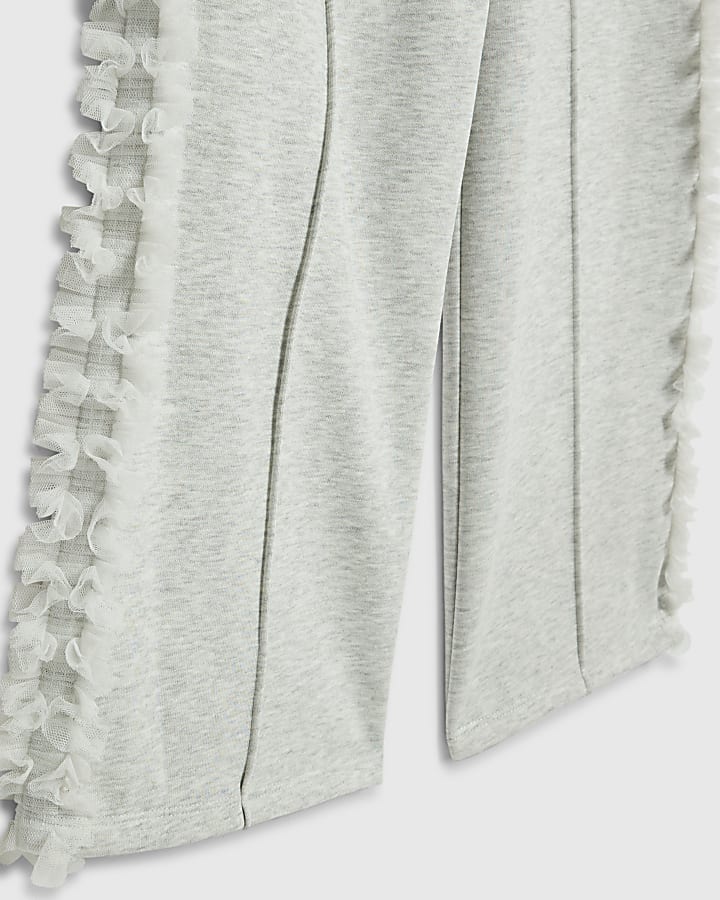river island Girls Grey Bow Side Ruffle Sweatshirt Set