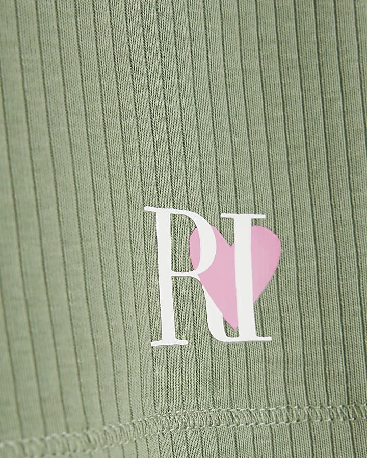 River Island Girls Khaki Pack Of 2 High Neck Tank Tops