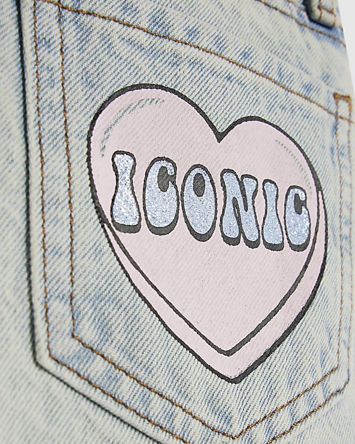 river island Girls Love Heart Graffiti Straight Jeans