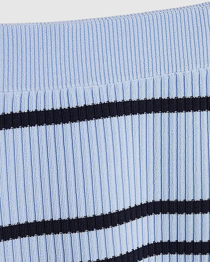 river island Girls Navy Stripe Cardigan And Skirt Set