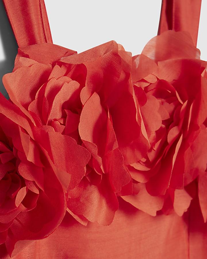 River Island Girls Orange 3D Flower Mini Shift Dress