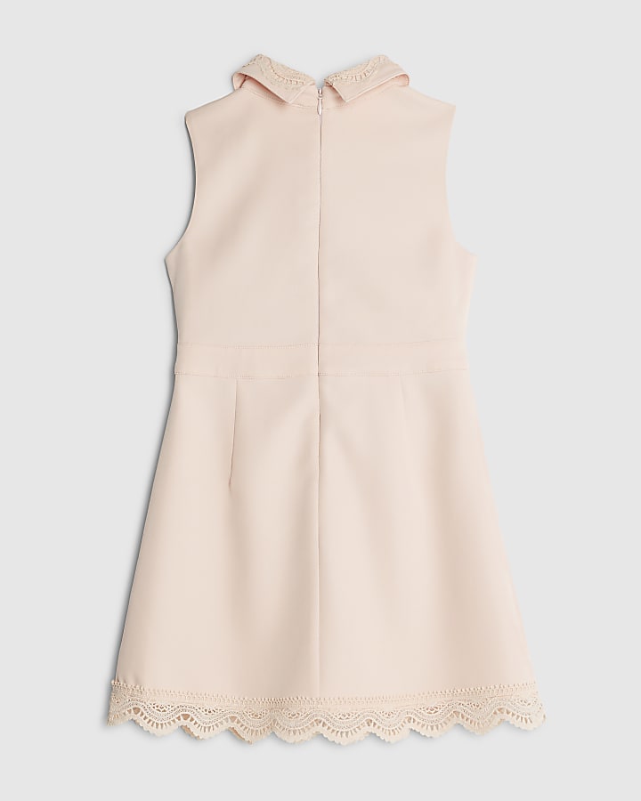 River Island Girls Pink Button Up Embellished Dress