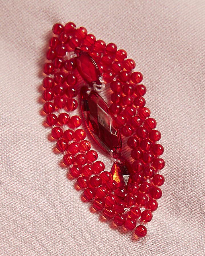 river island Girls Pink Embellished Lips Bomber Jacket