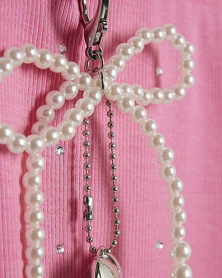 River Island Girls Pink Embellsihed Charm Flared Trousers