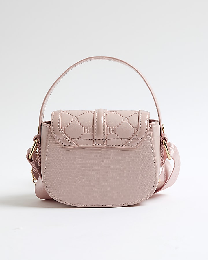River Island Girls Pink Heart Monogram Cross Body Bag
