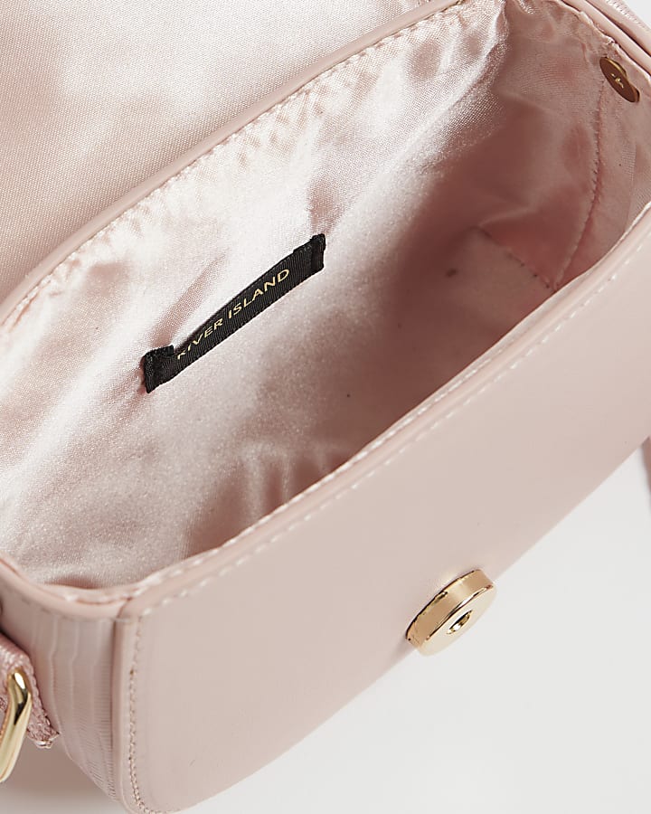 river island Girls Pink Heart Monogram Cross Body Bag