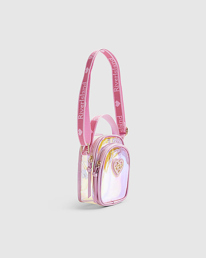 River Island Girls Pink Holographic Jelly Cross Body Bag
