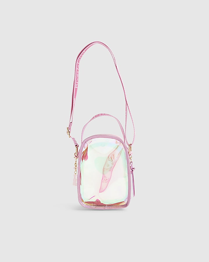River Island Girls Pink Holographic Jelly Cross Body Bag