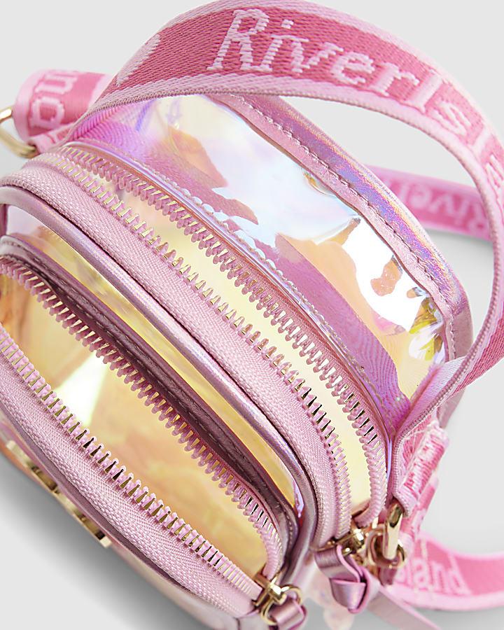 river island Girls Pink Holographic Jelly Cross Body Bag