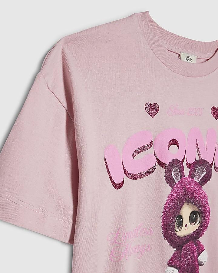 river island Girls Pink Iconic Monster Energy T-Shirt